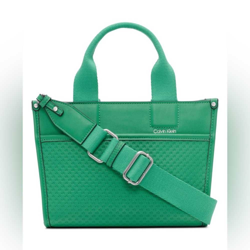 Calvin Klein Elements Signature Embossed Top Zipper Convertible Satchel